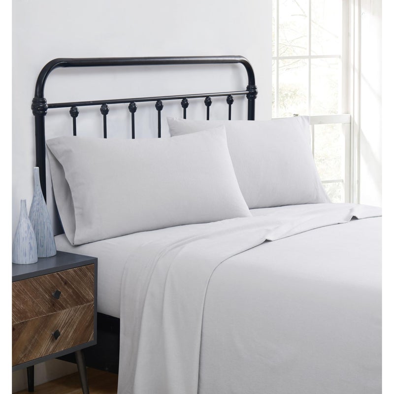 TRULY SOFT Solid Flannel Grey Cotton 3-Piece Twin Sheet Set, Solid Themed, for Men and Women, Oeko-TEX Certified Confidence - Image 1